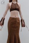 OUDE WAAG Washing Denim Fish Tail Skirt OW-23SS-SK04 reddish brown